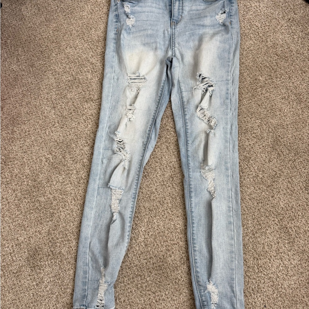 Vanilla Star Light Blue Distressed Skinny Jeans